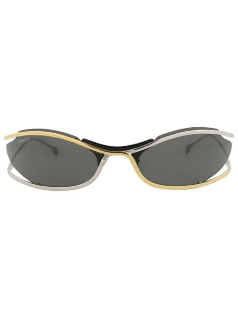 New Gucci Mens Shield/Wrap Gold Gold Grey Fashion Designer Sunglasses